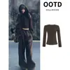 Conjunto Personalizado de Jaqueta com Capuz Esportiva Marrom e Calça de Moletom Feminino 2026 Novo Casual Coreano Conjunto Completo Outono e Inverno