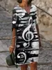 2026 Nuevo Vestido de Verano para Mujer con Estilo de Pintura al Óleo Transfronteriza, Cuello en V, Impresión 3D, Holgado, de Manga Corta, para Vacaciones en la Playa junto al Mar