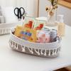 Cesta de almacenamiento rectangular con borlas tejidas de cuerda de algodón para juguetes de bebé y mascotas, cesta de almacenamiento de cuerda de algodón, cesta de almacenamiento para baño