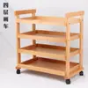 Pintura Artística Coche Móvil Herramienta para Pintura al Óleo Carrito de Tres Niveles Madera Maciza Estante de Almacenamiento de Pintura Carrito de Almacenamiento de Pintura de Madera