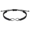 Mejor Venta Europea y Americana Joyería para Parejas Cuerda de Mano de la Suerte Tejida a Mano Joyería de Cuerda para Mano Ajustable Negra y Blanca
