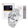 Anillo de plata de ley 925 de venta caliente transfronteriza, moissanita de 2 quilates, chapado en oro rosa, platino, anillo de lujo de estilo europeo y americano.