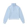 Moletom Feminino Melard Espesso com Forro de Fleece para Outono e Inverno, Manga Longa, Comprimento Curto, Gola Alta, Meia-Zipper, Blusa Esportiva