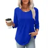 2026 Nova Blusa Feminina de Manga Média Amazon, Camiseta Feminina Casual da Moda com Pregas, Gola Redonda Baixa, Transfronteiriça, Versátil