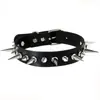 4 piezas de collares de cuero punk rock negros europeos y americanos, accesorios góticos con tachuelas de moda para mujer