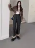 Calça Jeans Reta de Cintura Alta para Mulheres, Novo Estilo 2025, Forrada com Lã, Primavera e Outono, Tamanhos Grandes, Caimento Solto, Calça Emagrecedora, Tendência