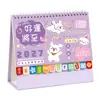 Calendário de Índice Horizontal 2027 Personalizado para Desktop Publicidade Corporativa Calendário de Mesa Desenho Animado Estudante Fofo Mensal