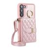 Bandolera horizontal estilo Chanel con hebilla de anillo adecuada para funda de teléfono móvil Samsung S23PLUS tarjetero funda de cuero S22U A24