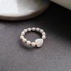 Anillo de Cuerda Estampado Moda Perla Han Fan Anillo Simple Forma de Corazón Amor Pendientes Elegantes de Nicho para Dama 1331
