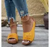 Sandalias de cuña de playa huecas con suela gruesa y puntera abierta, con estampado floral, de gran tamaño, para mujer, de comercio exterior del sudeste asiático