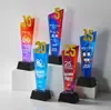 Nuevo trofeo de cristal medalla metal resina madera maciza colorido digital alta calidad competencia de personal premio de empresa empresa