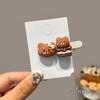 Biscoito de Urso Marrom Cookie Hairpin Mulheres Bonito Menina Doce Cabelo de Coração Partido Franja Hairpin Requintado Clipe de Bico de Pato
