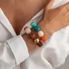 Colar Boêmio Europeu e Americano Estilo Ins com Contas Coloridas de Resina, Colar de Contas Acrílicas Coloridas Geométricas Gradiente da Moda