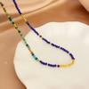Collar de Piedras con Cuentas Color Blanco Azul Oscuro Estilo Chino Cadena de Lana Cadena para Clavícula Accesorios de Moda Elegantes para Mujer Otoño e Invierno