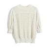 Tejido de punto de manga corta abullonada 2025 Verano Nuevo Estilo Moda Femenina Patrón Acolchado Estéreo Recorte Top de Cuello Redondo
