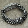 Pulsera de Acero de Titanio Dominante Retro Cráneo de Venta Caliente Transfronteriza Europea y Americana Ins Nicho Hip-Hop de Alta Gama Tendencia para Hombre