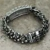 Pulsera de Acero de Titanio con Calavera Retro de Venta Caliente Transfronteriza Europea y Americana Ins Nicho Hip-hop de Alta Gama de Moda para Hombre