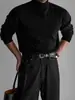 Suéter Gola Alta Simples Myq para Homens, Quente de Inverno, Slim Fit, Camada Base Tricotada, Roupa Estilo Coreano