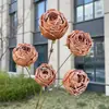 5 Cabezas de Rosas Románticas con Bordes Tostados, Flores Artificiales, Flores Falsas para Boda y Decoración del Hogar, Venta al por Mayor