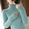 Suéter de cuello alto para mujer, nueva colección otoño/invierno 2026, capa base de manga larga ajustada, camiseta base de punto de lana sintética