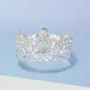 Corona de Cumpleaños de Círculo Completo con Cruz Corona de Aleación con Pedrería Bicolor Oro y Plata Tocado de Fotografía para Novia Adulta Regalo para Adulto