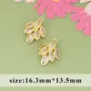 Brincos de anel com pingente de colar de joias semiacabadas de luxo leve retrô 18K banhados a ouro real, totalmente cravejados em diamantes