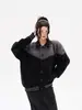 Jaqueta Cardigan Tricô Patchwork Color Block Estilo Retrô Americano para Homens e Mulheres, Tendência de Inverno Versátil Casual Solta com Gola Reversível