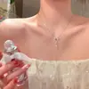 Elegante Colar Borboleta Sonho Zircônia Laço para Mulheres, Gargantilha de Luxo Leve de Alta Qualidade, Acessório de Corrente para Clavícula de Nicho