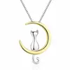 Collar con Colgante de Gato Luna Minimalista Estilo Bosque para Mujer, Exquisita Cadena para Clavícula con Diseño de Gato, Estilo Lujo Ligero