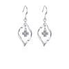 Aretes de Plata Esterlina 925 para Mujer Aretes Coreanos Largos Elegantes de Trébol de Cuatro Hojas Aretes Populares de Moda Aretes de Diseño Nicho