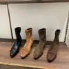 Botines de gamuza plisados estilo francés para mujer, colección otoño 2026, con tacón oculto, punta fina, ajuste ceñido, cierre de cremallera en la parte trasera, tipo calcetín, modernos y a la moda