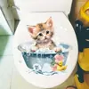 Br1263C Baño de Gatito Lindo Dibujo Animado Adhesivo de Pared Autoadhesivo Baño Inodoro WC Pegatina Decorativa Impermeable y a Prueba de Humedad