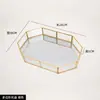 Bandeja de Armazenamento de Vidro Espelhado Europeu Ins Decoração de Entrada Escandinava Ornamentos Bandeja de Joias Bandeja para Cosméticos Perfume Borda Dourada