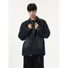 Otoño 2025 Nueva Chaqueta Casual Versátil para Hombre con Solapa Streetwear Estilo de Trabajo en Mezclilla Lavada Desgastada