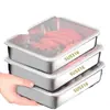 Recipiente Quadrado Grande de Aço Inoxidável para Armazenamento de Alimentos, Espessado, Grande Capacidade, Durável, Prato de Salada Multifuncional com Tampa, Caixa de Refeição para Geladeira