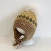Chapéus Quentes de Inverno para Crianças Meninos e Meninas no Outono e Inverno, Chapéus à Prova de Vento com Proteção para Ouvidos para Bebês, Chapéus de Lã Grossos Tricotados