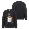 Camiseta de Manga Larga Oversize con Hombros Caídos Lavada Estilo Retro Americano Estampado Directo para Hombre