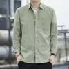 100% AlgodónPrimavera y Otoño Puro Algodón Aspecto Lino Camisa de Manga Larga para Hombre Casual Versátil Todo Algodón Camisa Chaqueta Holgada