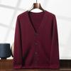 Suéter Masculino de Cashmere com Decote em V Simples Roupa Urbana de Pai Suéter Quente Base Cardigã de Malha Cashmere de Luxo Leve