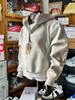Sudadera con capucha para hombre, nuevo modelo otoño e invierno, media cremallera, pesada 420g, corte holgado, top de moda casual tipo pullover para hombre