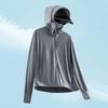 Ropa de protección solar de hilo crudo Ropa de protección solar de seda de hielo para mujer para hombre ala de goma negra desmontable protección UV UPF50 + ropa de pesca