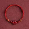 Pulsera de Cuerda Roja con Hebilla de Seguridad de Cinabrio, Pacífica y Suave, Tejida con Madera de Durazno para Ahuyentar Malos Espíritus, Proteger el Año de Nacimiento y Pulsera de Buena Suerte Cuerda Roja
