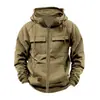 Sudadera con capucha de color sólido para hombre, nueva de otoño e invierno, transfronteriza, estilo deportivo juvenil europeo y americano, con múltiples bolsillos y chaqueta de sudadera de cuero