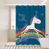 Cortina de chuveiro de banheiro em desenho animado, tecido à prova d'água, instalação sem furos, cortina de chuveiro divisória espessa