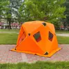 Refugio de Pesca en Hielo Aislado Pop-Up para 2-4 Personas, Portátil, Térmico, Carpa de Hielo a Prueba de Viento para Pesca en Hielo de Invierno con Abertura para Estufa, Ventanas en el Suelo