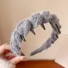 Faixa de Cabelo de Lã Tricotada Roxa com Pente para Dentes para Mulheres 2025 Nova Faixa de Cabelo Doce Alta para Lavar o Rosto