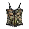 Corsé de Encaje con Estampado Floral Ceñidor de Cintura Bustier de Ballenas Versátil Individual de Alta Gama Lujo Diseño de Moda Top Moldeador