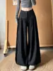 Pantalones Negros de Botones de Tiro Alto para Mujer, Nuevo Estilo Otoño 2026, Sueltos y Adelgazantes para Figuras Tipo Pera, Caída Suave, Pantalones Harem con Puño
