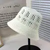 Sombrero de Pescador Tejido Hueco Transpirable Estilo Coreano para Mujer Nuevo Sombrero Cubeta con Protección Solar para Viajes de Verano Versátil