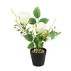 Ornamento de Rosa em Vaso Simulado para Desktop Nórdico Flores Artificiais Pequeno Bonsai Decoração de Flores de Interior Ornamentos de Mesa